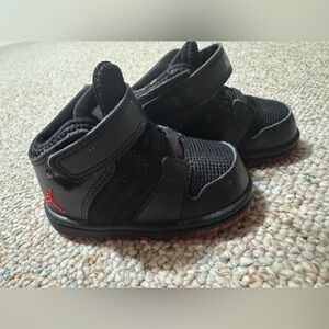 Jordan Kids Black Sneakers with Red Accent Hook-and-Loop